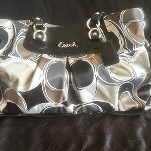 Coach Multicolor Black, Brown & Cream Circle-Print Shoulder Bag